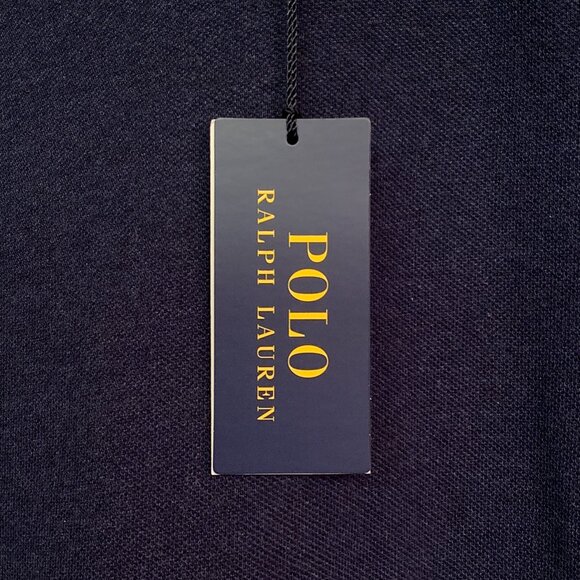 POLO RALPH LAUREN Cotton Mesh Classic Fit Polo Shirt LARGE Heather Navy Blue NWT - Picture 5 of 6
